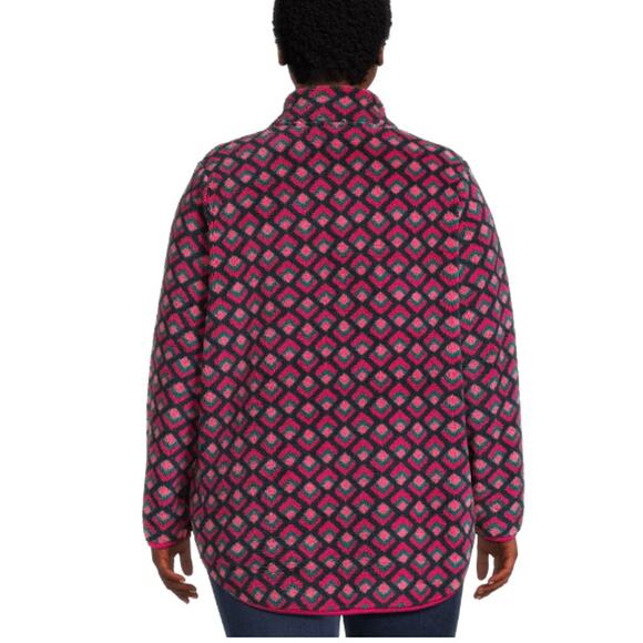 Terra & Sky Women’s Plus Size Quarter Snap Faux Sherpa Pullover, SIZE 2XL, 20-22 - Picture 5 of 8